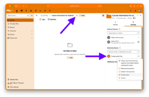SURDdrive create public link